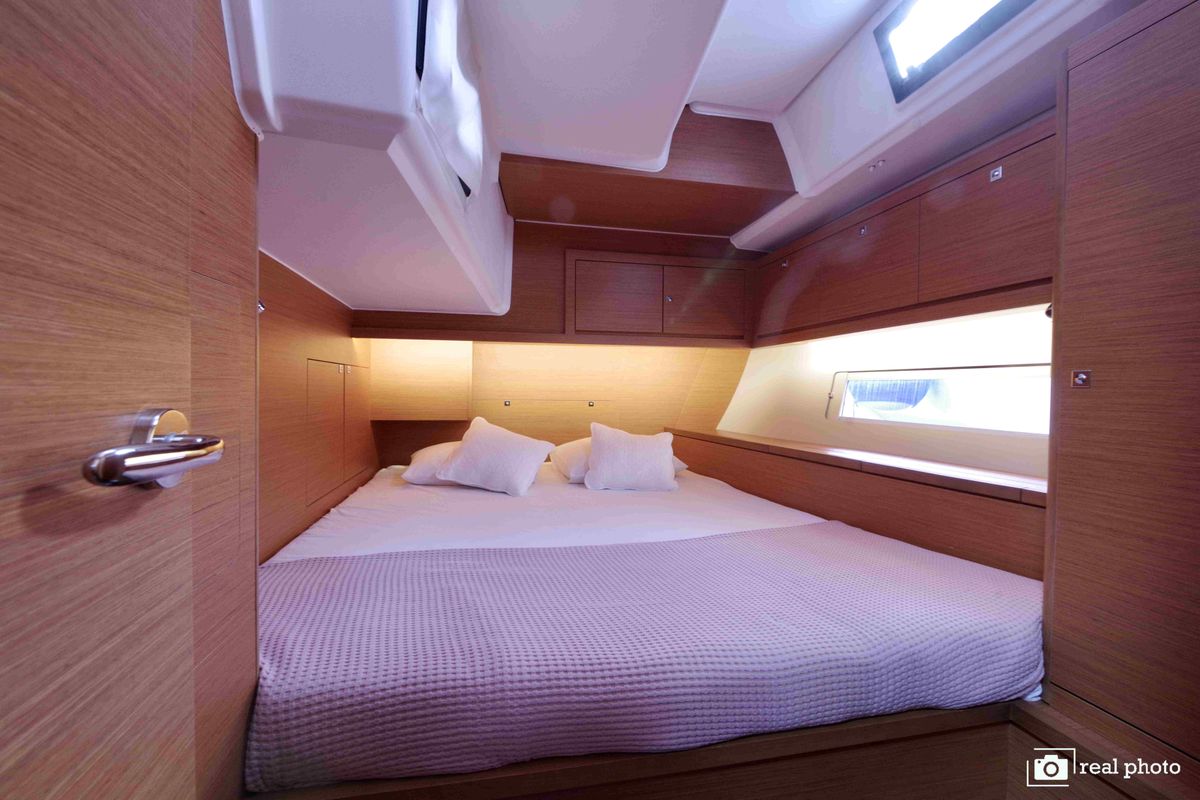 Cabin on Fortuna, a Dufour 470 sailboat at Castellammare di Stabia, Italy