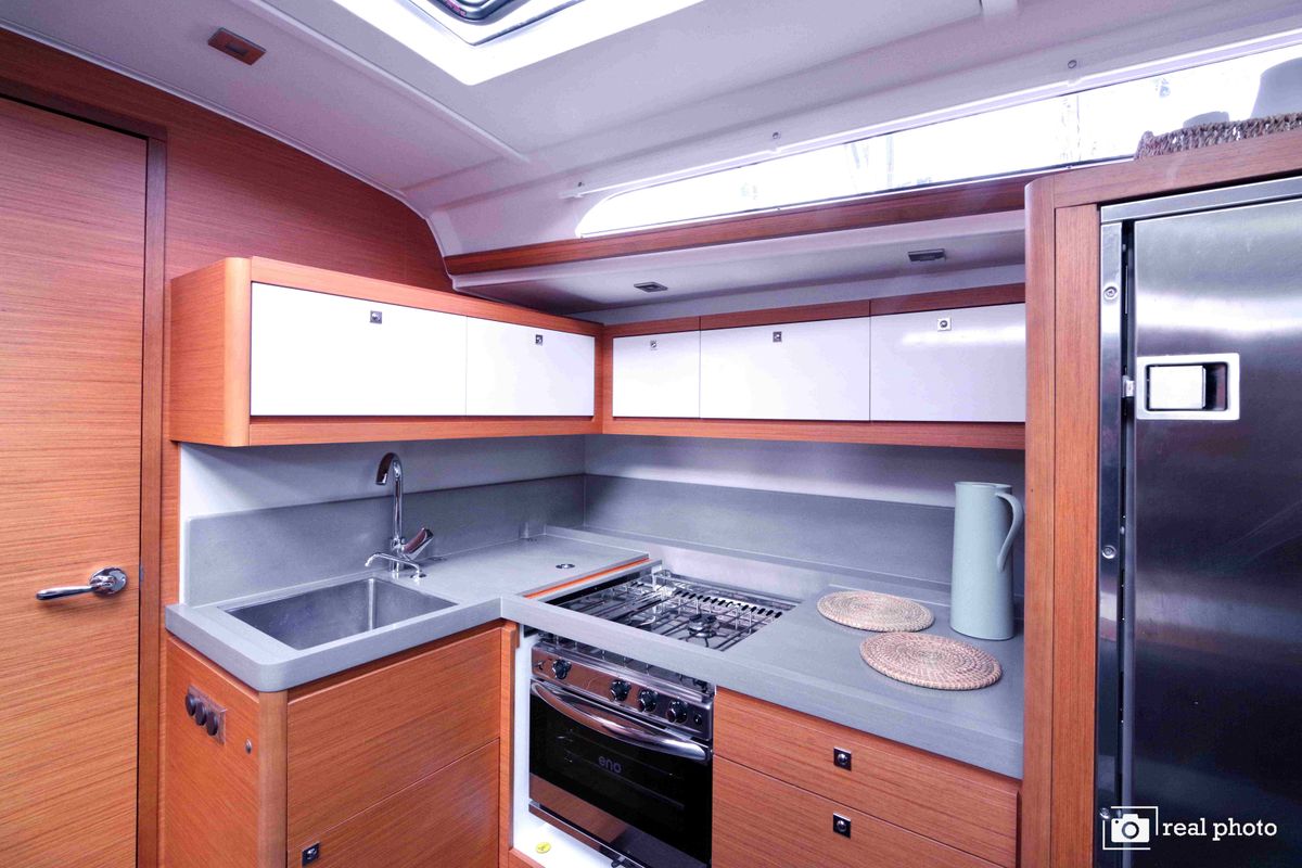 Galley of Fortuna, a Dufour 470 sailboat at Castellammare di Stabia, Italy
