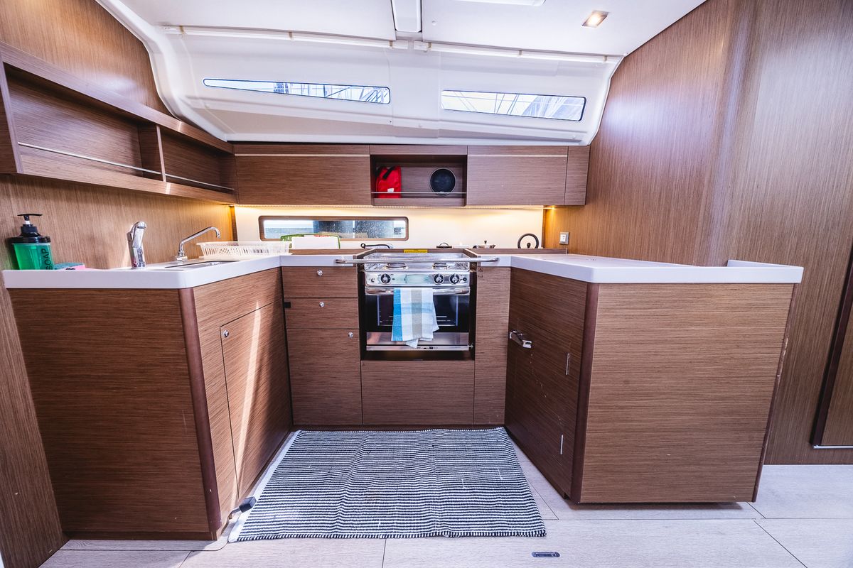 Galley of Elma Built 2022, a Beneteau Oceanis 40.1 sailboat at Municipal Unit of Lefkada, Greece