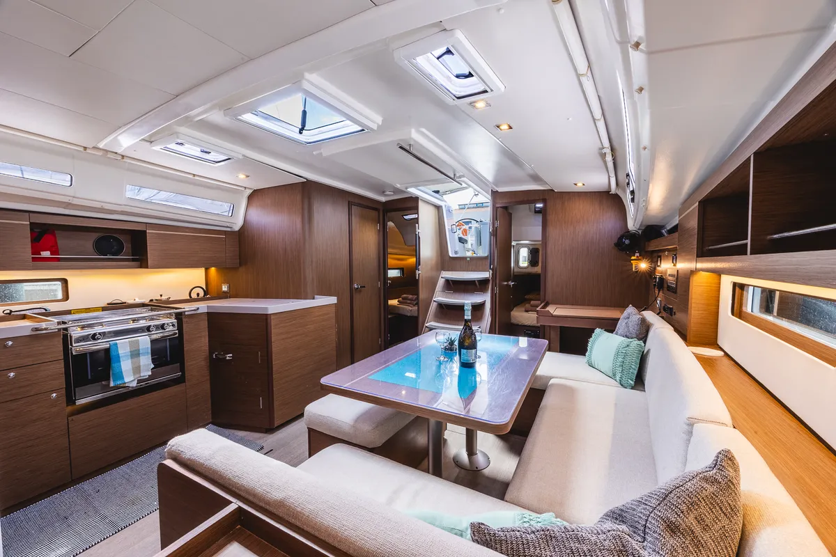 Salon of Elma Built 2022, a Beneteau Oceanis 40.1 sailboat at Municipal Unit of Lefkada, Greece