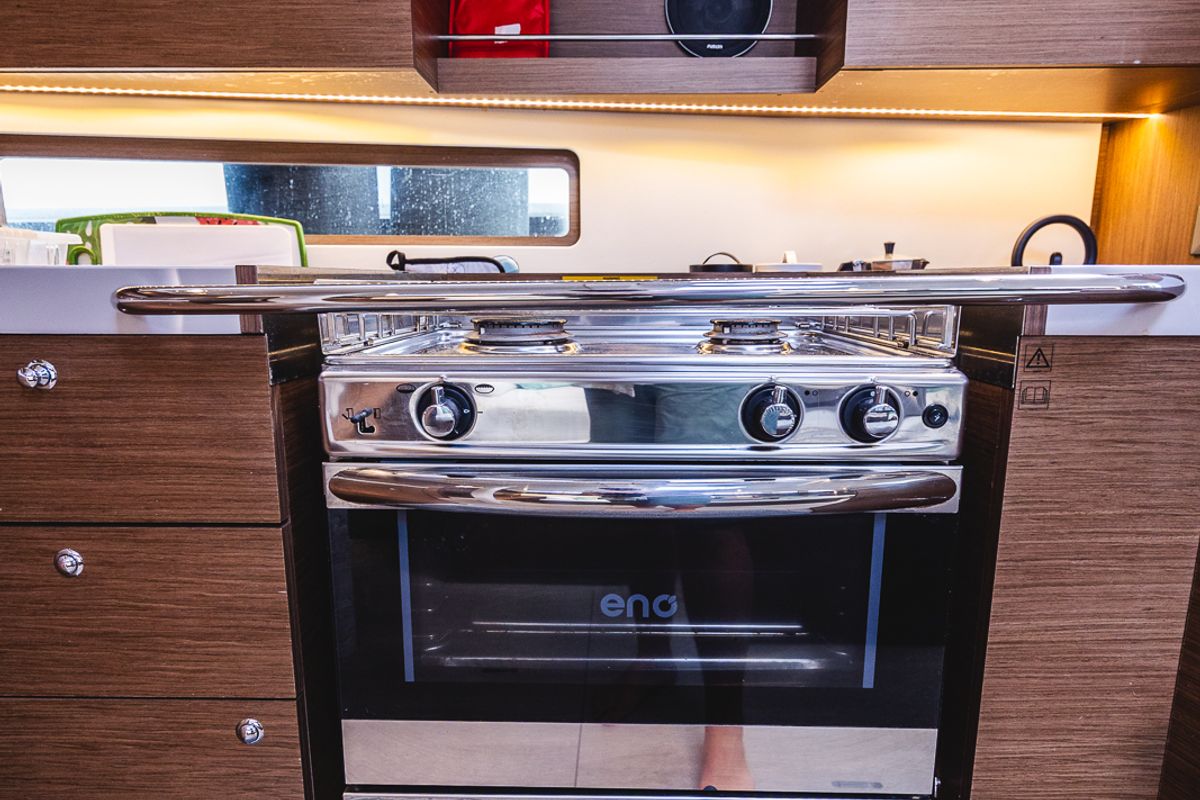 Galley of Elma Built 2022, a Beneteau Oceanis 40.1 sailboat at Municipal Unit of Lefkada, Greece