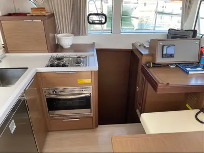 Galley of AF-LAG40B, a Lagoon 40 catamaran at Municipal Unit of Lefkada, Greece