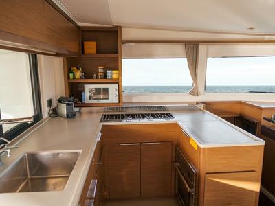 Galley of Sbronzo, a Lagoon 46 catamaran at Olbia, Italy