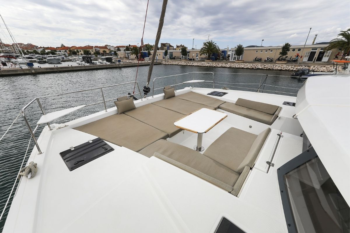 Deck of Holiday Inn, a Bali 4.2 catamaran at Grad Biograd na Moru, Croatia