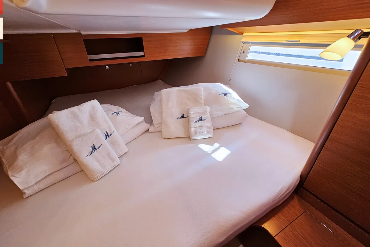 Cabin on Mimi, a Dufour 390 GL sailboat at Općina Rogoznica, Croatia