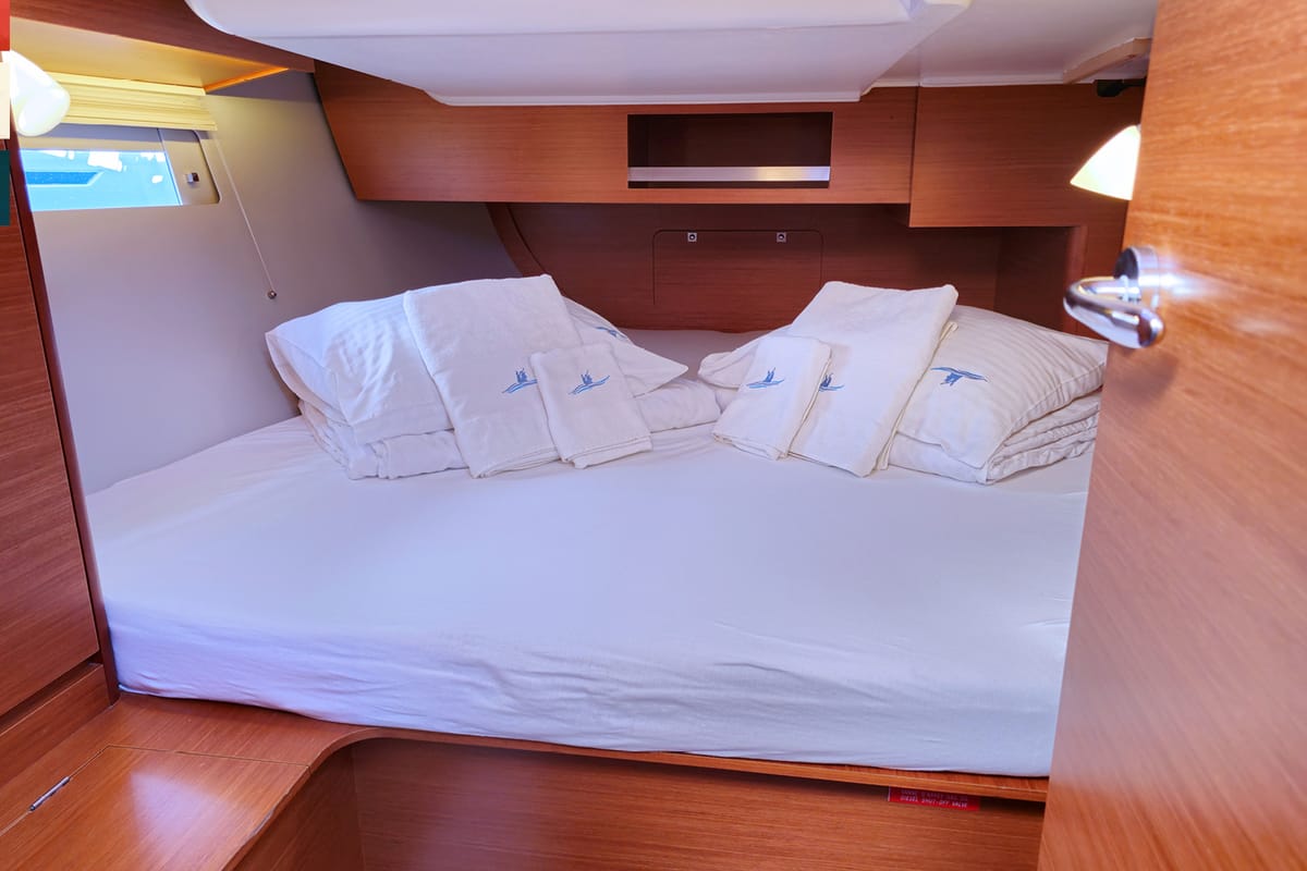 Cabin on Mimi, a Dufour 390 GL sailboat at Općina Rogoznica, Croatia