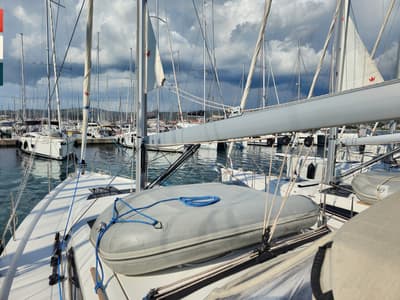Deck of Mimi, a Dufour 390 GL sailboat at Općina Rogoznica, Croatia