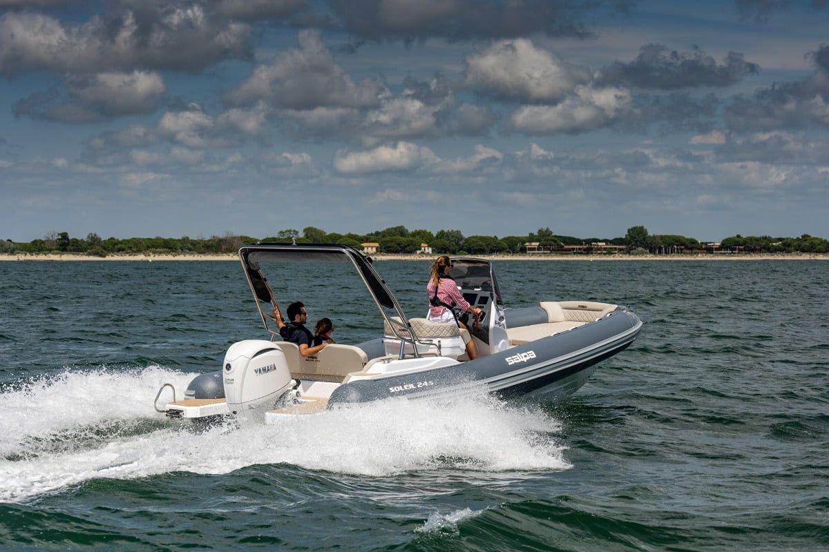 Exterior view of Salpa, a Salpa Soleil 24.5 motorboat at Grad Vodice, Croatia