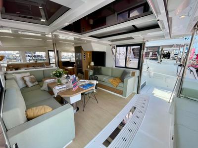 Salon of Zéphire II, a Bali 4.2 catamaran at Saint-Mandrier-sur-Mer, France