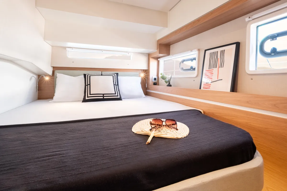 Cabin on Zéphire II, a Bali 4.2 catamaran at Saint-Mandrier-sur-Mer, France