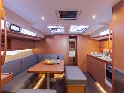 Salon of Wilma, a Dufour 460 Grand Large sailboat at Preveza, Greece