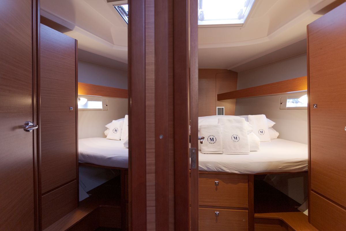 Cabin on Wilma, a Dufour 460 Grand Large sailboat at Preveza, Greece