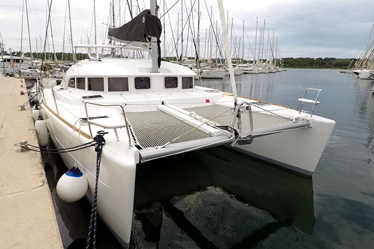 Exterior view of Maya, a Lagoon 380 catamaran at Grad Šibenik, Croatia