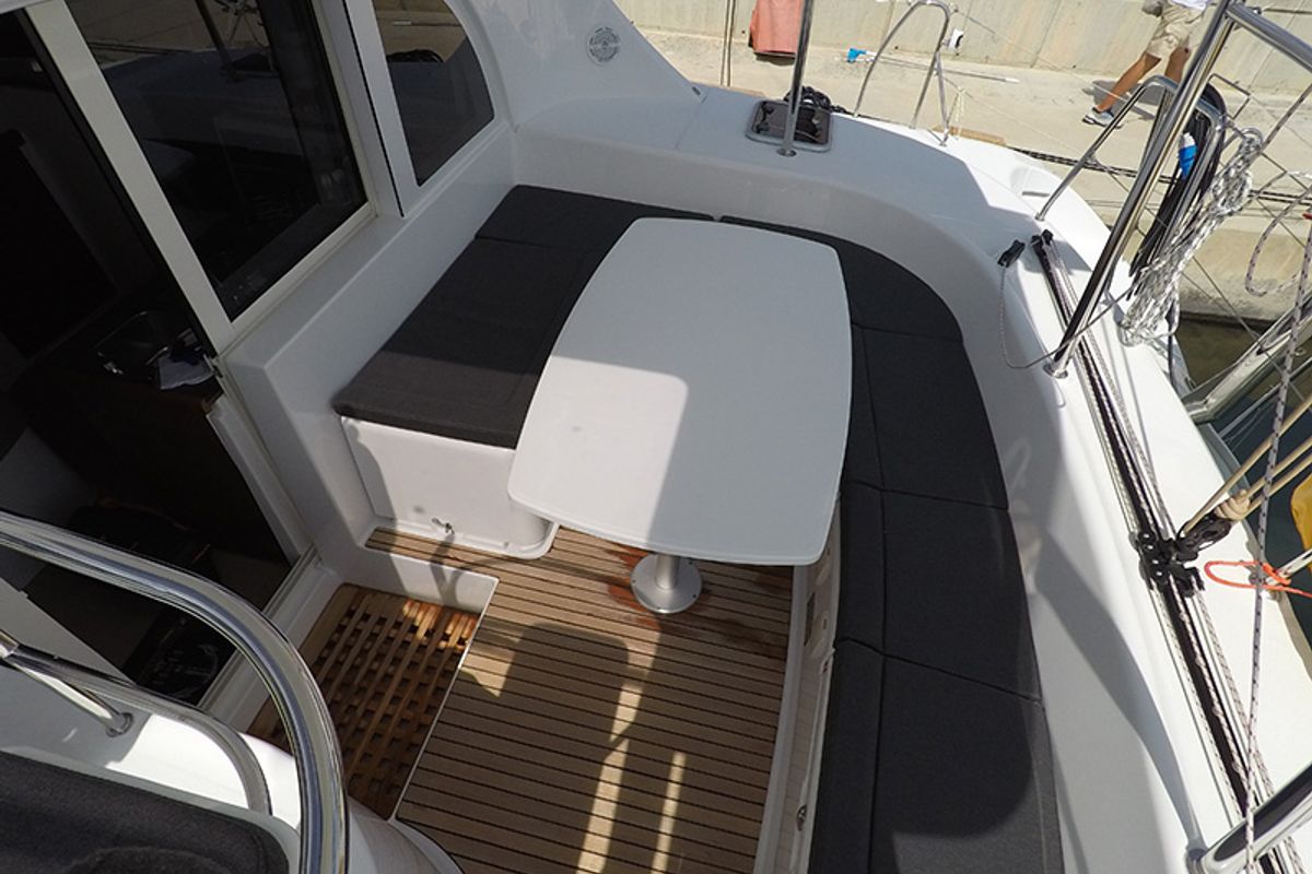 Deck of Maya, a Lagoon 380 catamaran at Grad Šibenik, Croatia