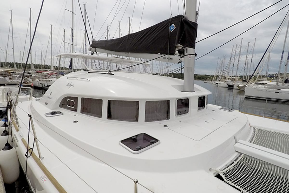 Deck of Maya, a Lagoon 380 catamaran at Grad Šibenik, Croatia