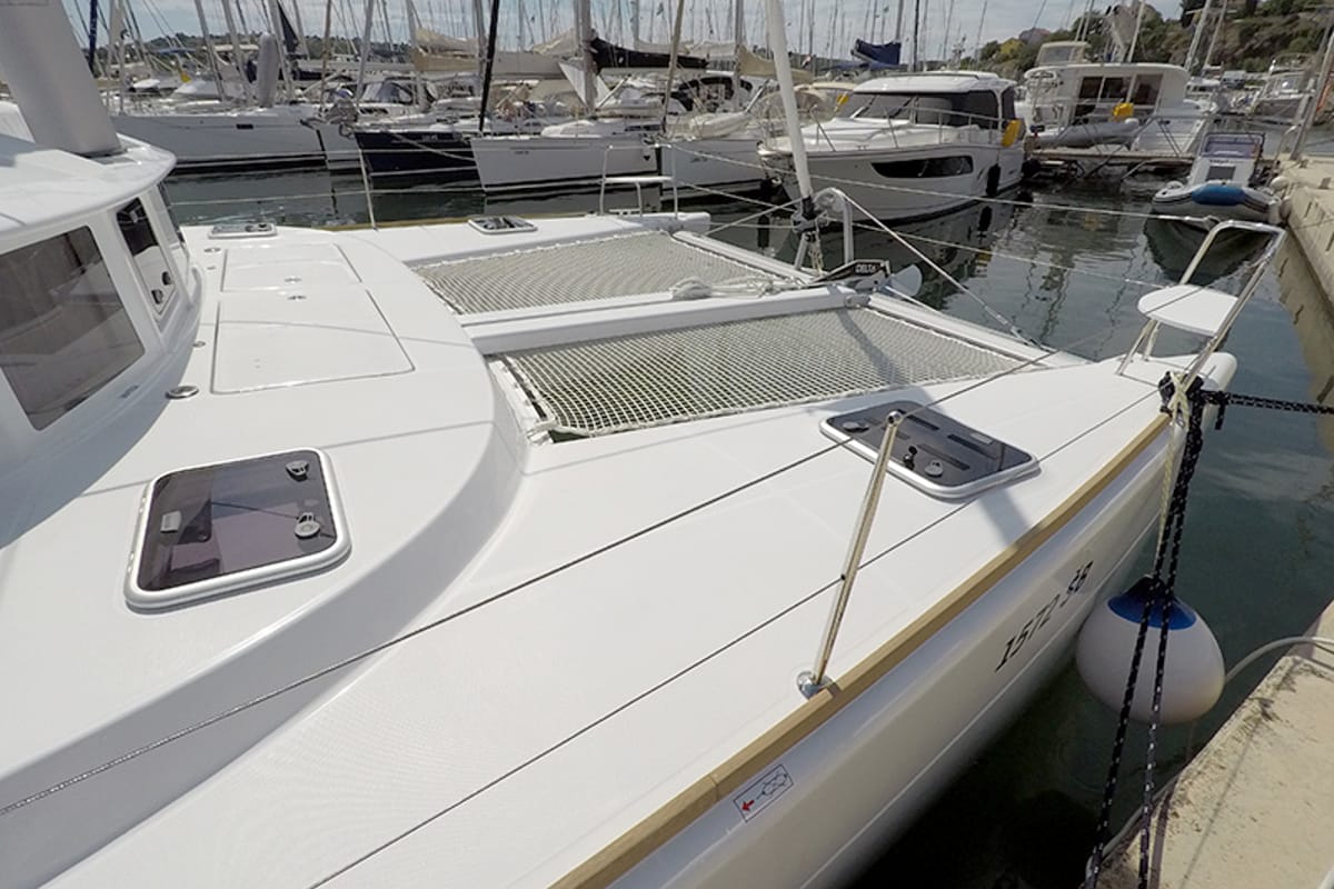 Deck of Maya, a Lagoon 380 catamaran at Grad Šibenik, Croatia