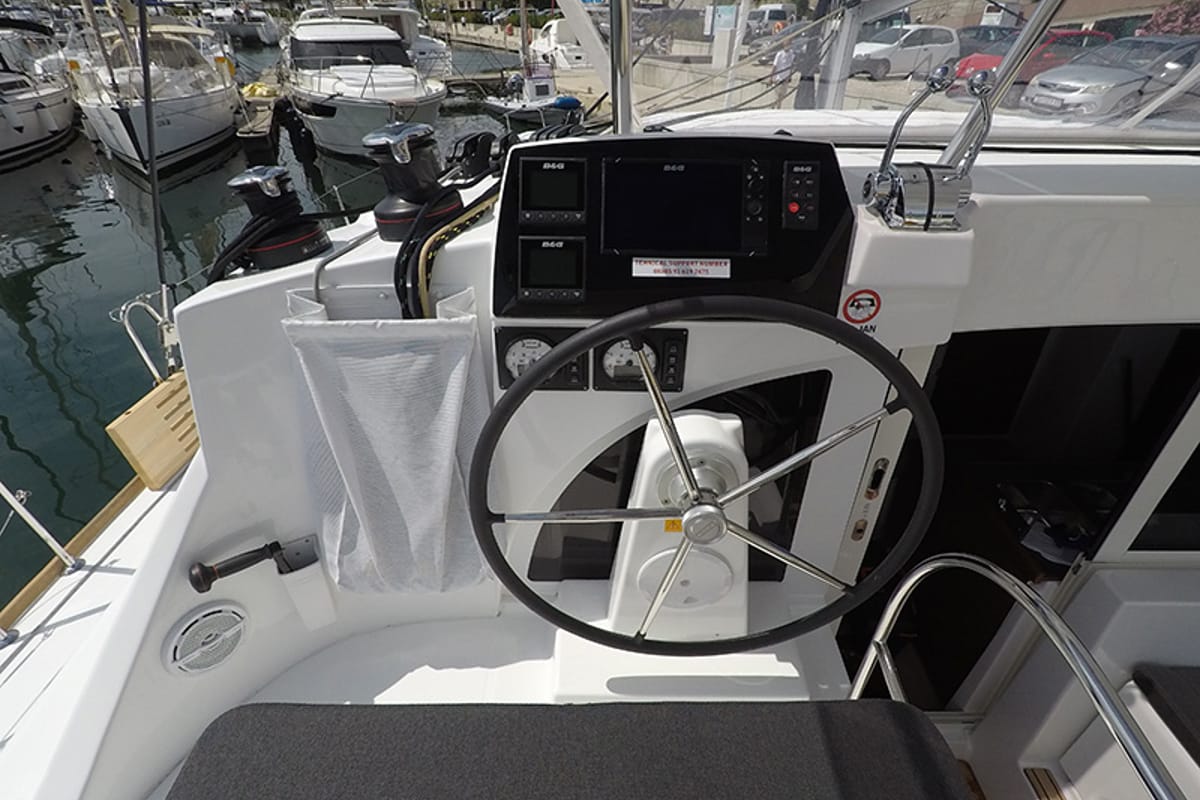 Cockpit of Maya, a Lagoon 380 catamaran at Grad Šibenik, Croatia