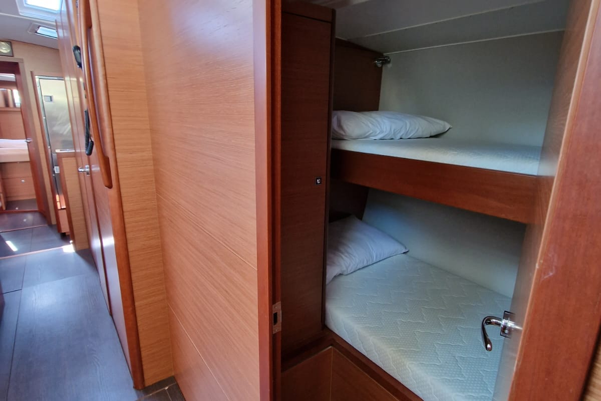 Cabin on Albus, a Dufour 530 sailboat at Tonnarella, Italy