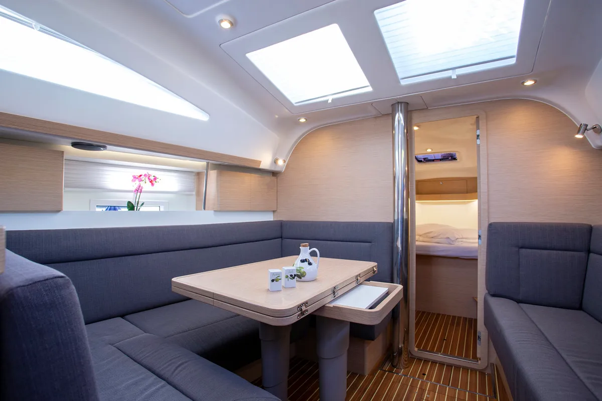 Salon of Janina, a Elan Impression 40 sailboat at Grad Pula, Croatia