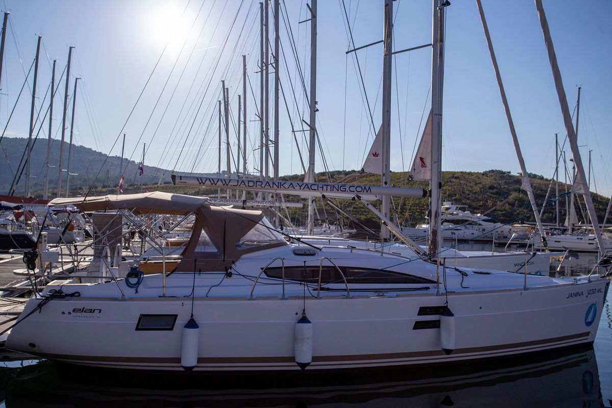 Exterior view of Janina, a Elan Impression 40 sailboat at Grad Pula, Croatia
