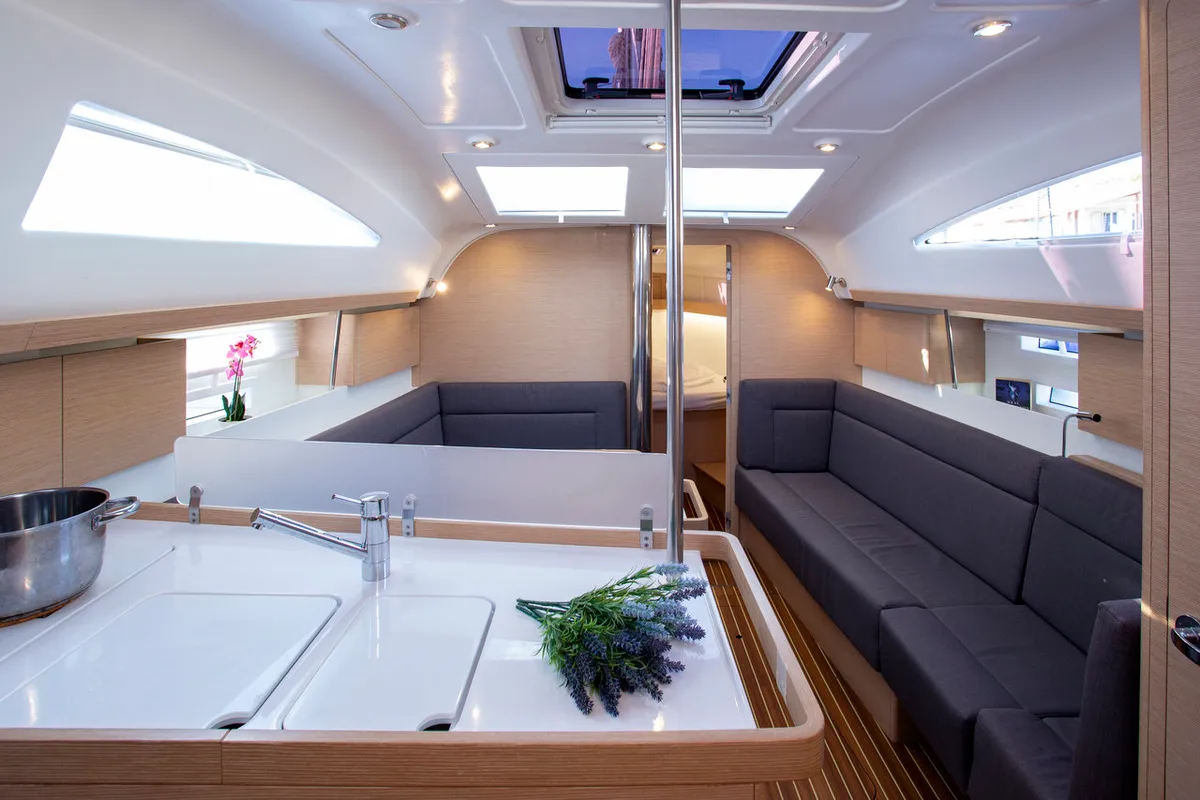 Salon of Janina, a Elan Impression 40 sailboat at Grad Pula, Croatia