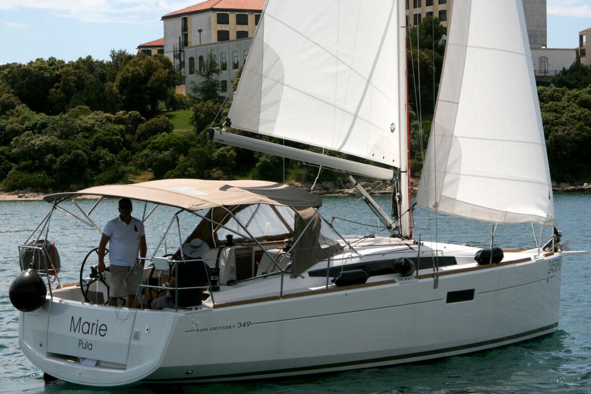 Exterior view of Marie, a Jeanneau Sun Odyssey 349 sailboat at Grad Pula, Croatia