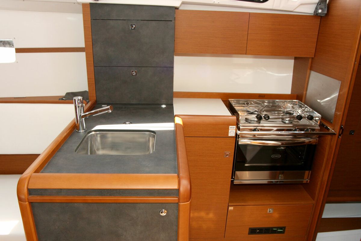 Galley of Marie, a Jeanneau Sun Odyssey 349 sailboat at Grad Pula, Croatia