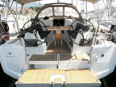 Cockpit of Marie, a Jeanneau Sun Odyssey 349 sailboat at Grad Pula, Croatia