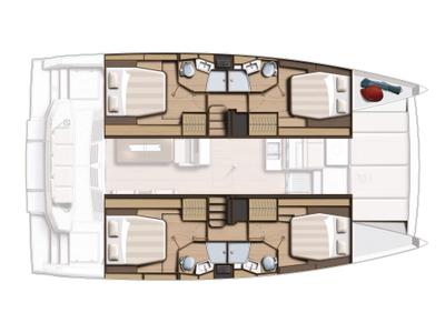 Floor plan of Silver Waters, a Bali 4.4 catamaran at Skiathos, Greece