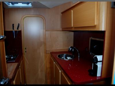 Galley of Montagu, a Privilège Privilege 51 catamaran at Santa Eulària des Riu, Spain