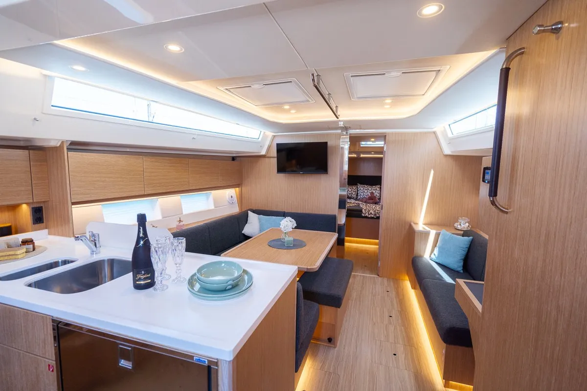 Salon of Aria, a Bavaria C45 Style sailboat at Grad Pula, Croatia