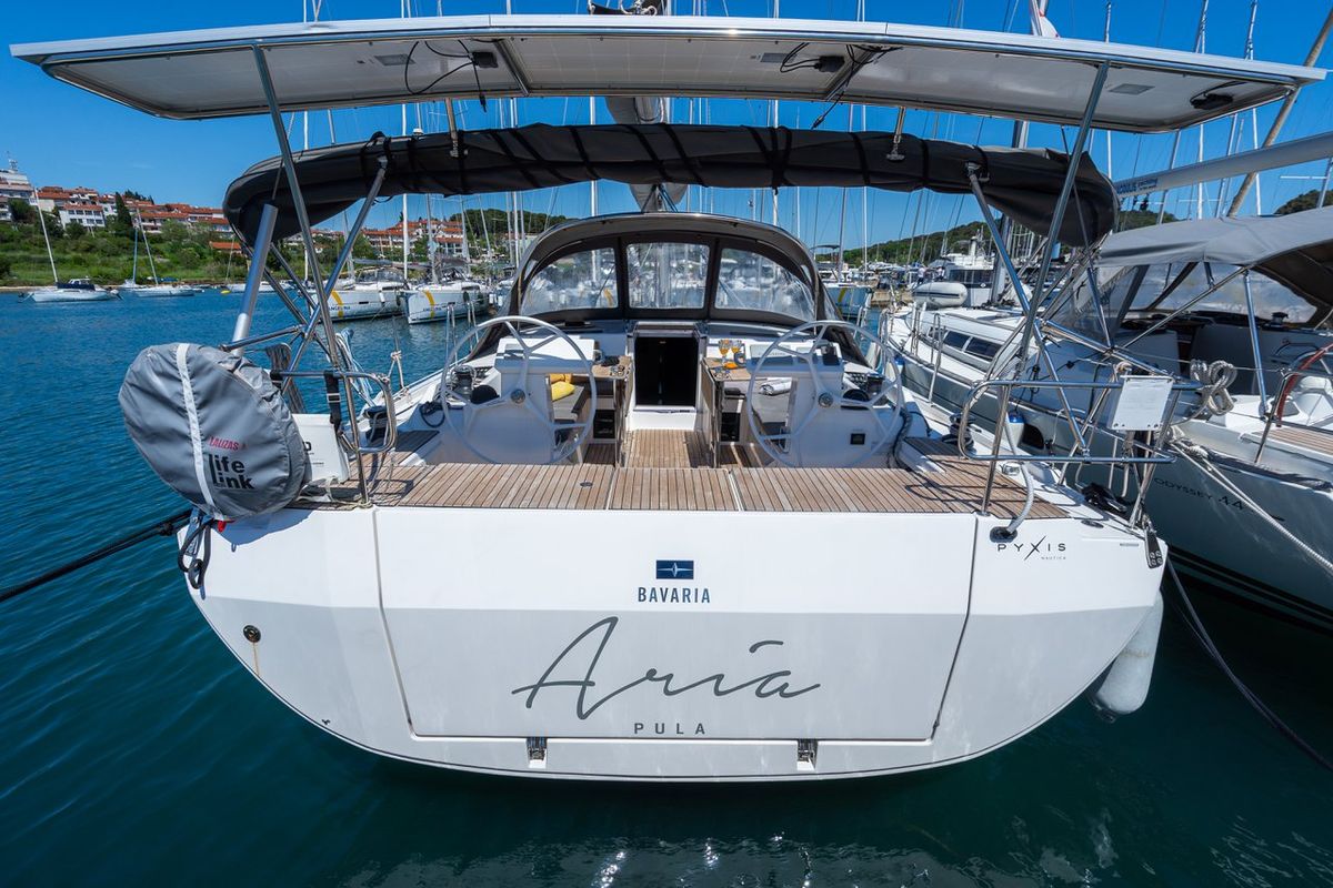 Exterior view of Aria, a Bavaria C45 Style sailboat at Grad Pula, Croatia