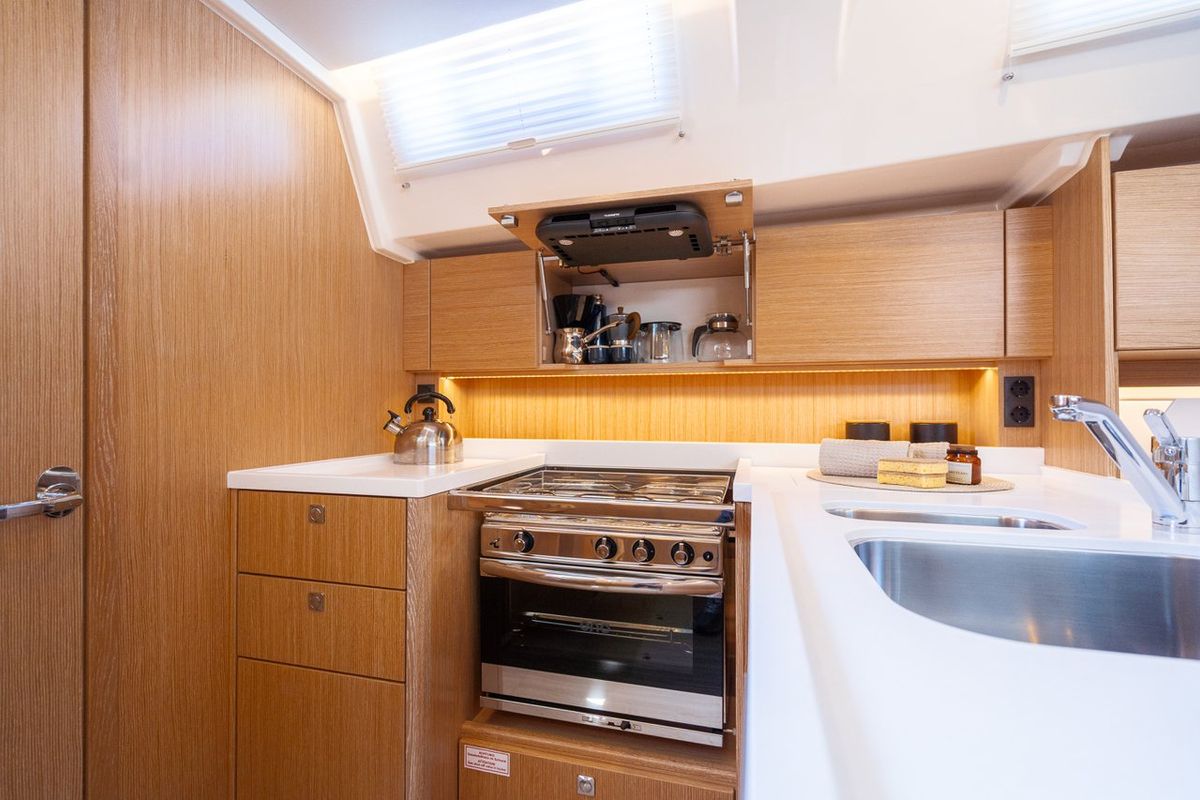 Galley of Aria, a Bavaria C45 Style sailboat at Grad Pula, Croatia