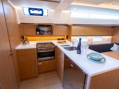 Galley of Aria, a Bavaria C45 Style sailboat at Grad Pula, Croatia