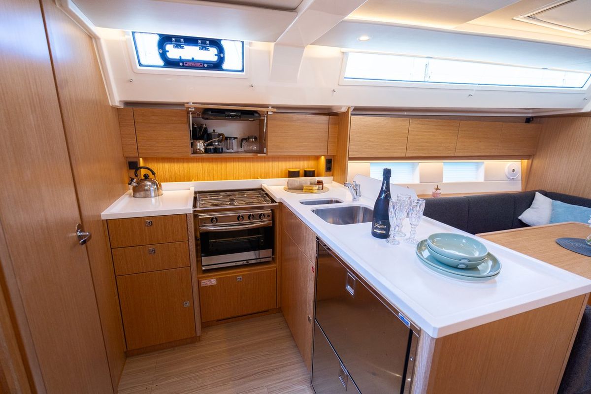 Galley of Aria, a Bavaria C45 Style sailboat at Grad Pula, Croatia