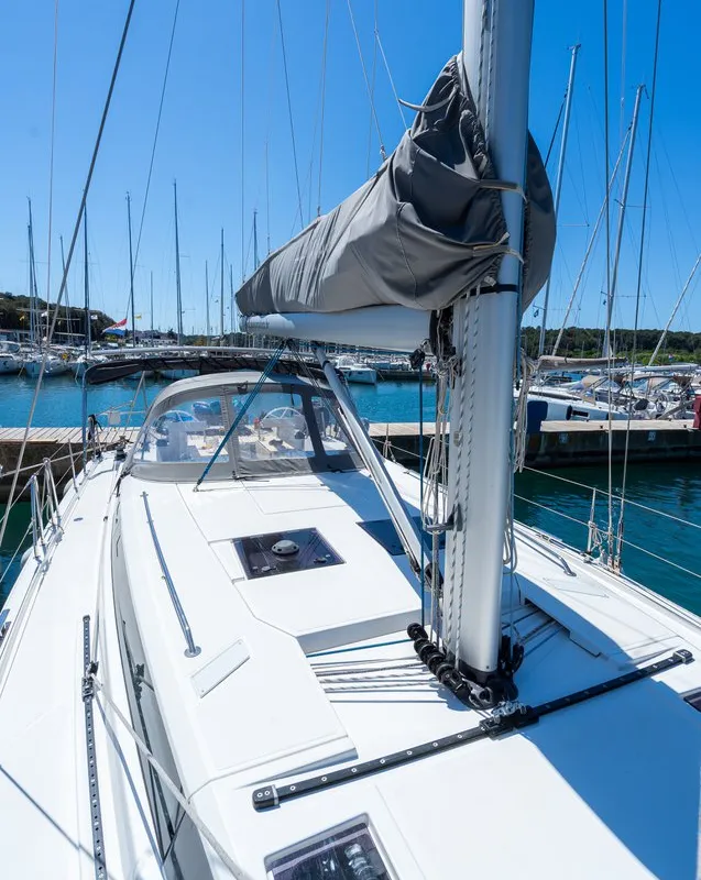 Deck of Aria, a Bavaria C45 Style sailboat at Grad Pula, Croatia