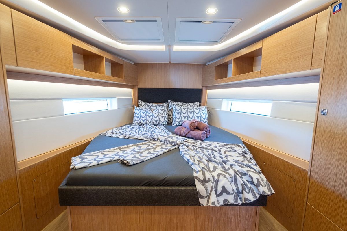 Cabin on Aria, a Bavaria C45 Style sailboat at Grad Pula, Croatia
