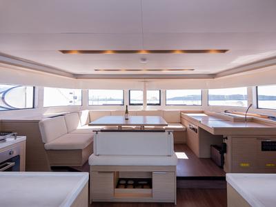 Salon of Lavina, a Lagoon 51 catamaran at Grad Kaštela, Croatia