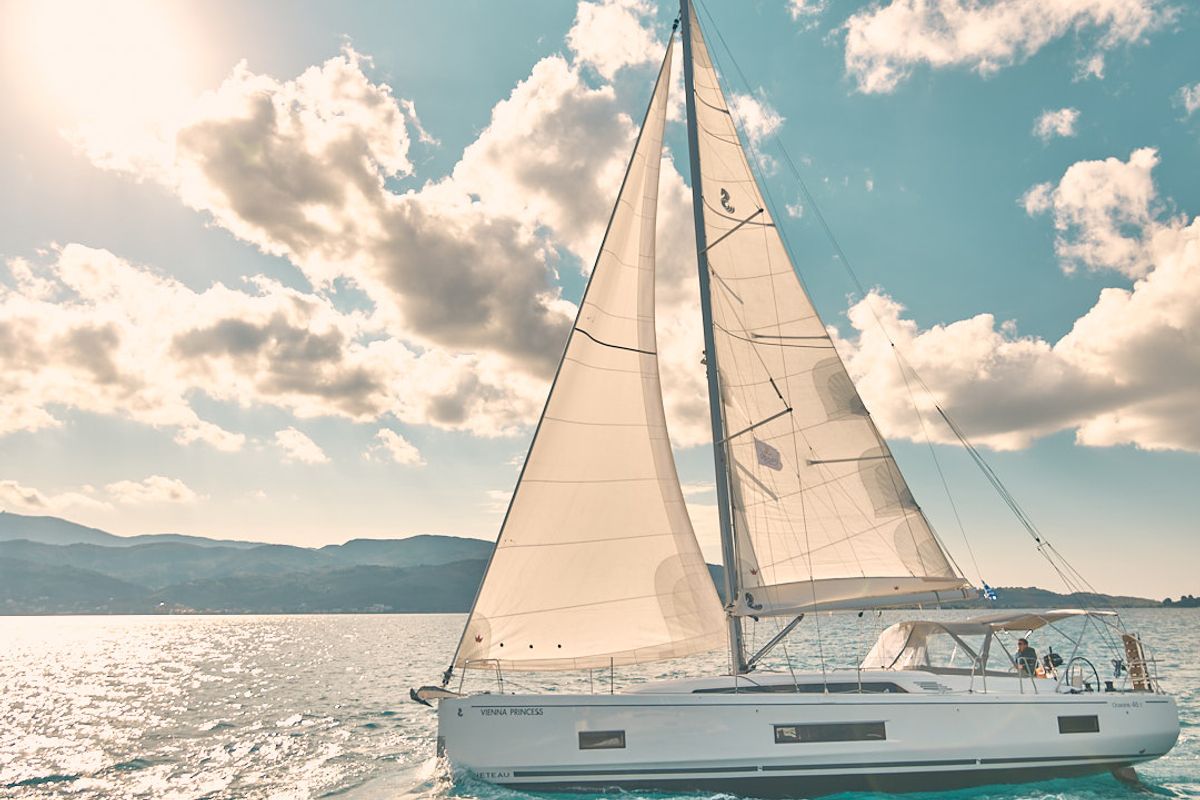 Exterior view of Vienna Princess, a Beneteau Oceanis 46.1 sailboat at Preveza, Greece