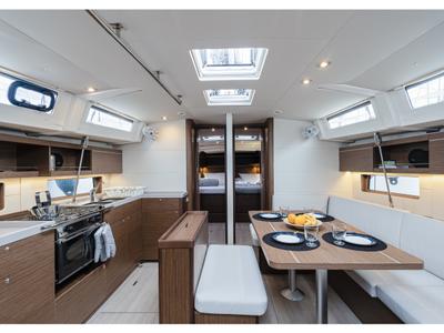 Salon of Vienna Princess, a Beneteau Oceanis 46.1 sailboat at Preveza, Greece