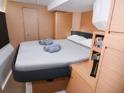 Cabin on Jovy, a Dufour Catamaran 48 catamaran at Capo d'Orlando, Italy