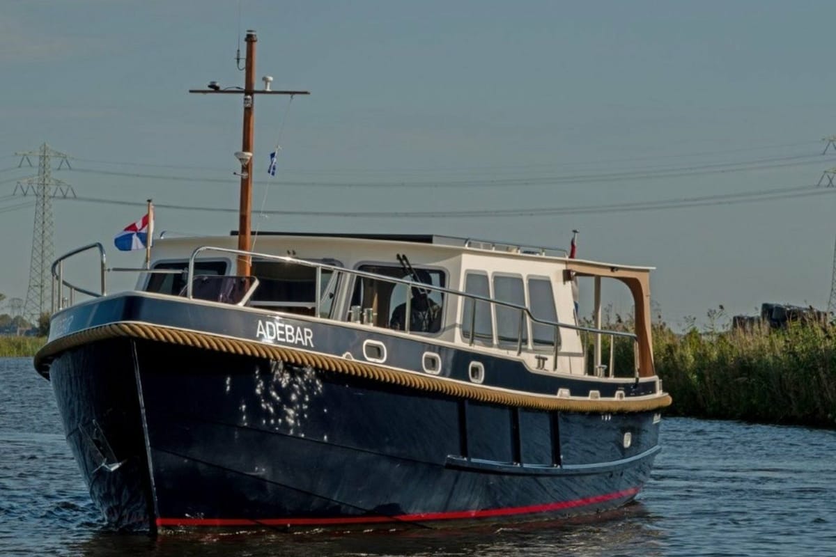 Adebar, a Barkas 1100 motorboat at Akkrum, Netherlands