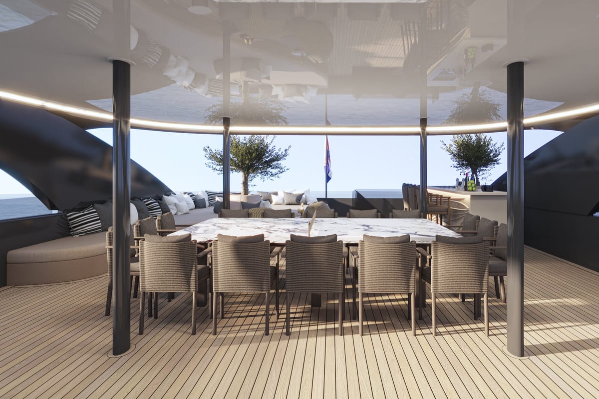 Deck of Bello, a Gulet Luxury Motor Yacht yacht at Split, Croatia