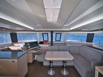 Salon of Adele, a Fountaine Pajot Astréa 42 catamaran at Marmaris, Turkey