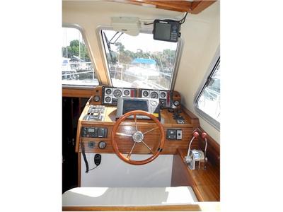 Cockpit of Kornati, a SAS - Vektor Adria 1002 motorboat at Zadar, Croatia