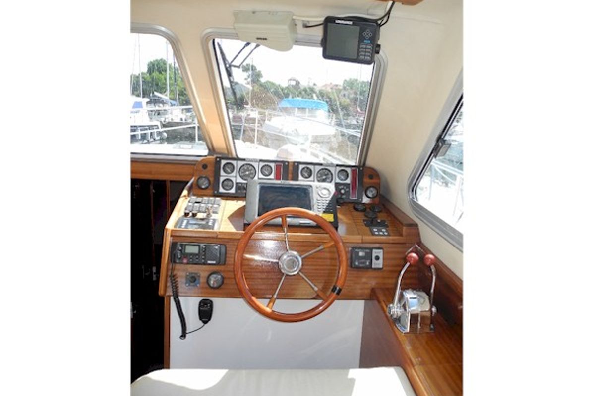 Cockpit of Kornati, a SAS - Vektor Adria 1002 motorboat at Zadar, Croatia