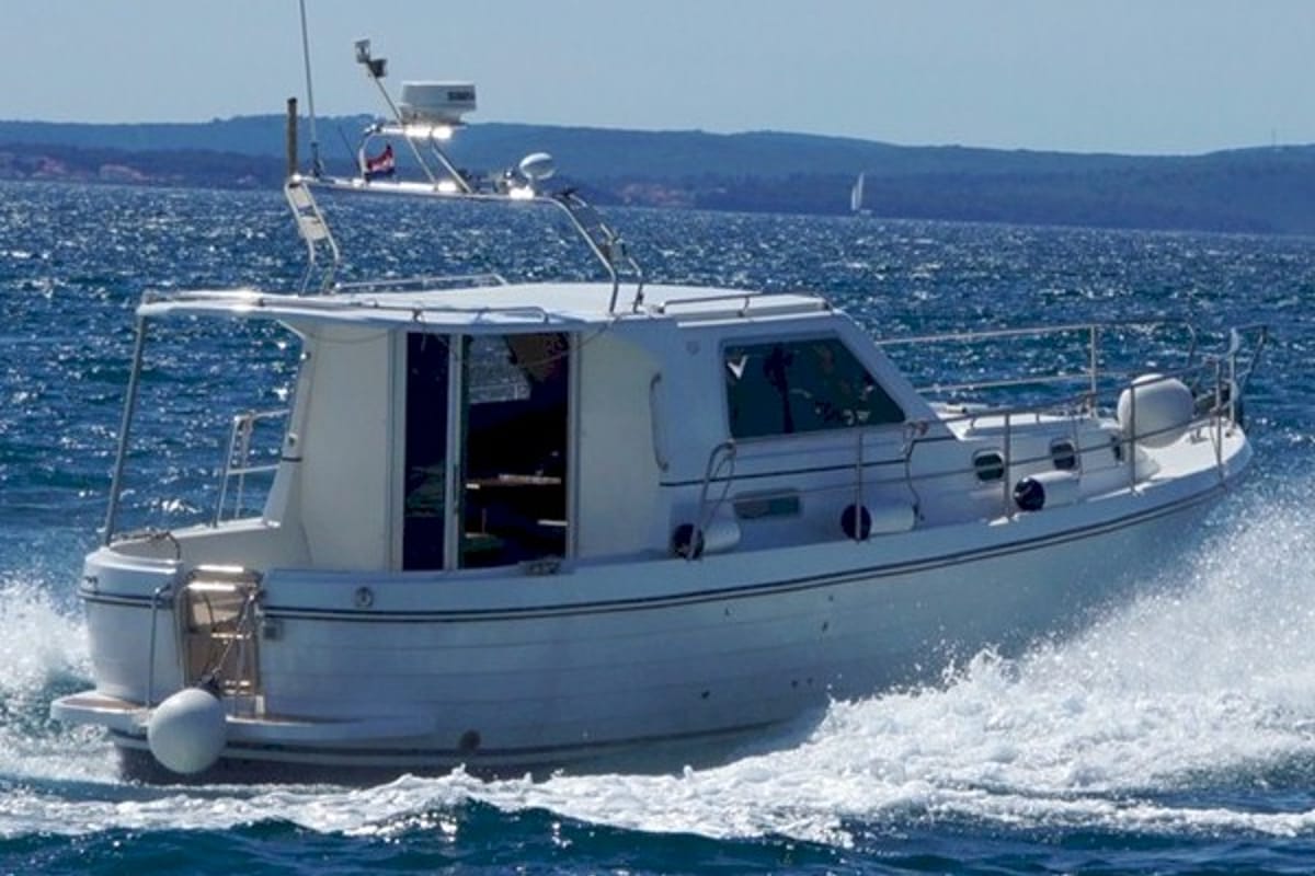 Exterior view of Kornati, a SAS - Vektor Adria 1002 motorboat at Zadar, Croatia