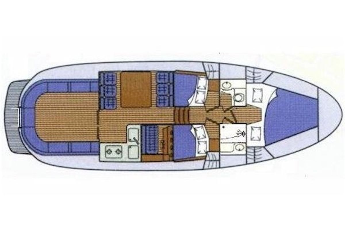 Floor plan of Kornati, a SAS - Vektor Adria 1002 motorboat at Zadar, Croatia