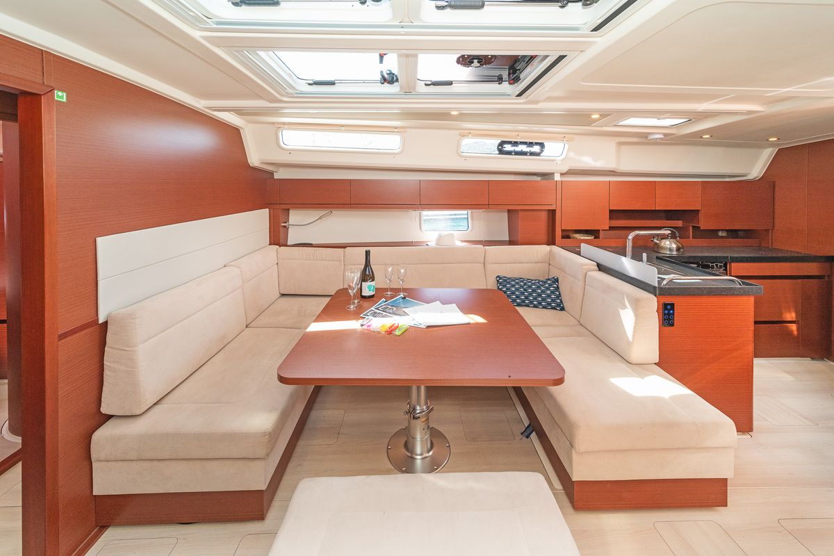 Galley of C-YA, a Hanse Yachts Hanse 458 sailboat at Lavreotiki Municipal Unit, Greece