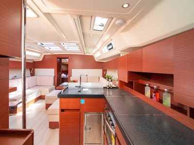 Galley of C-YA, a Hanse Yachts Hanse 458 sailboat at Lavreotiki Municipal Unit, Greece